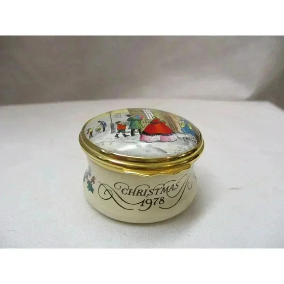 Enamel Box, Halcyon Days, Christmas 1978 Snuff Pill  Jewelry box, Trinket box - Picture 4 of 7